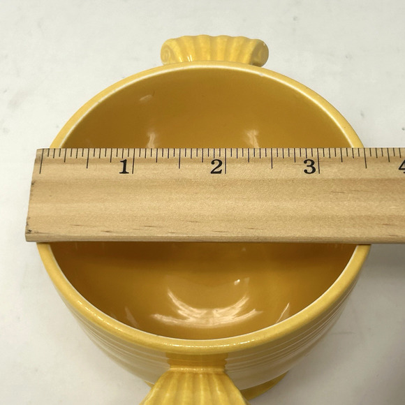 Vtg Original Fiestaware Yellow Sugar Bowl Scroll Handles 1939-1951 Missing Lid - Picture 8 of 8
